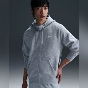 NWT Nike Men's Full-Zip Club Fleece Hoodie. “Dark Grey Heather”, 2XL. FN3861-063